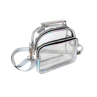 Trendy Clear Transparent Women's Shoulder Bag with Iridescent Trim