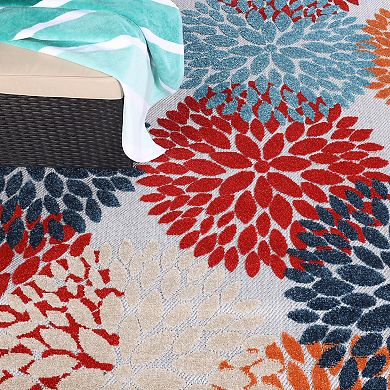 SUPERIOR Hydrangea Floral Medallion Indoor/Outdoor Rug