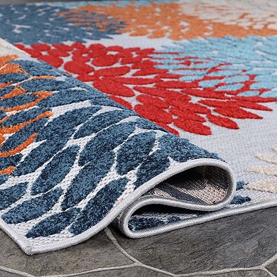 SUPERIOR Hydrangea Floral Medallion Indoor/Outdoor Rug