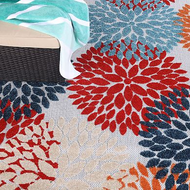 SUPERIOR Hydrangea Floral Medallion Indoor/Outdoor Rug