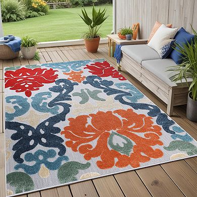 SUPERIOR Lowell Traditional Damask Indoor/Outdoor Rug