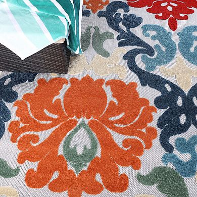 SUPERIOR Lowell Traditional Damask Indoor/Outdoor Rug