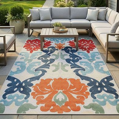 SUPERIOR Lowell Traditional Damask Indoor/Outdoor Rug