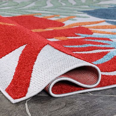 SUPERIOR Waikiki Tropical Leaves Coastal Indoor/Outdoor Rug
