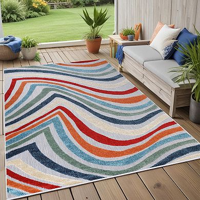 SUPERIOR Wave Coastal Striped Indoor/Outdoor Rug