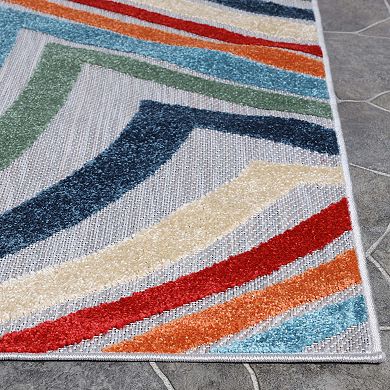 SUPERIOR Wave Coastal Striped Indoor/Outdoor Rug