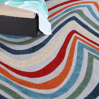 SUPERIOR Wave Coastal Striped Indoor/Outdoor Rug