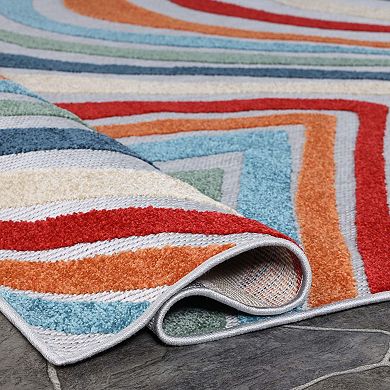 SUPERIOR Wave Coastal Striped Indoor/Outdoor Rug