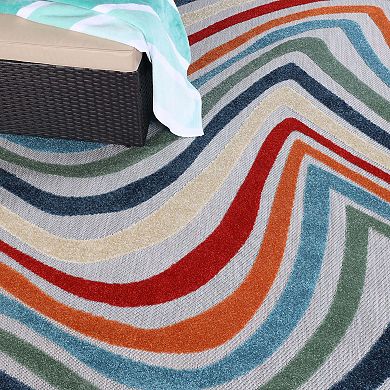 SUPERIOR Wave Coastal Striped Indoor/Outdoor Rug