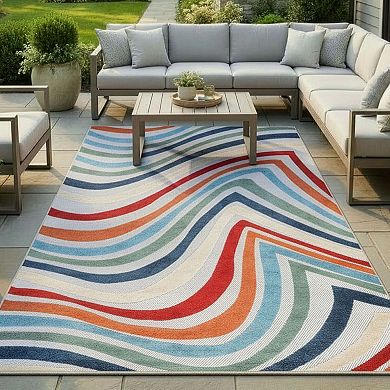 SUPERIOR Wave Coastal Striped Indoor/Outdoor Rug