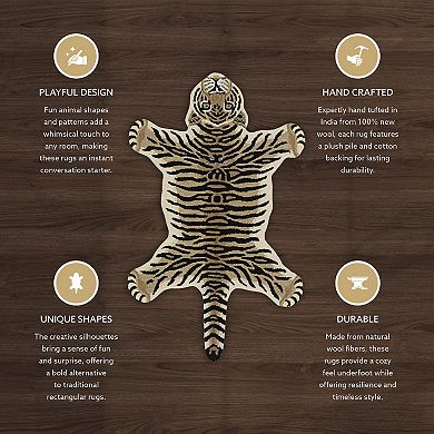 Linon Jungle Tiger Shaped Rug