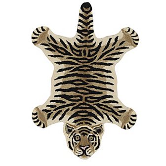 Linon Jungle Tiger-Shaped Rug