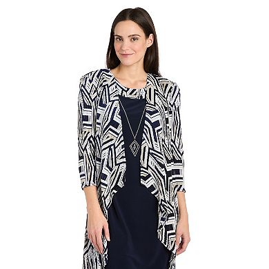 Petite R&M Richards 3-pc. Geo Printed Dress, Jacket & Necklace Set