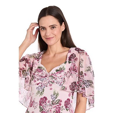 Petite R&M Richards Puff Print Ity Capelet Dress