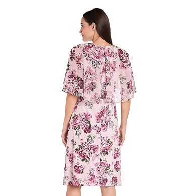 Petite R&M Richards Puff Print Ity Capelet Dress