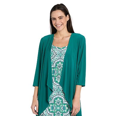 Petite R&M Richards 3-pc. Geometric Print Dress, Jacket & Necklace Set