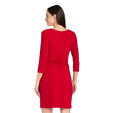 Petite R&M Richards V-Neck Short Faux Wrap Dress