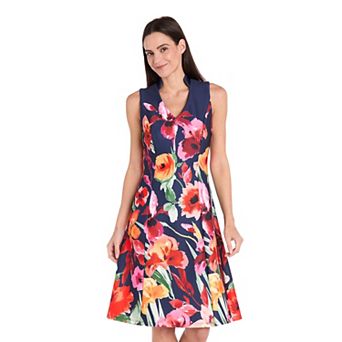 Petite R&M Richards Print Fit & Flare Dress