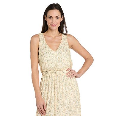 Petite R&M Richards V-Neck Cupcake Tiered Hem Long Dress