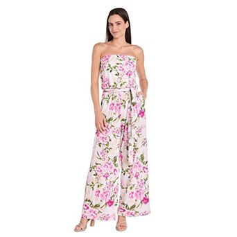 Petite R&M Richards Strapless Floral Jumpsuit