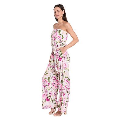 Petite R&M Richards Strapless Floral Jumpsuit
