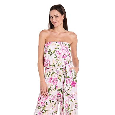 Petite R&M Richards Strapless Floral Jumpsuit