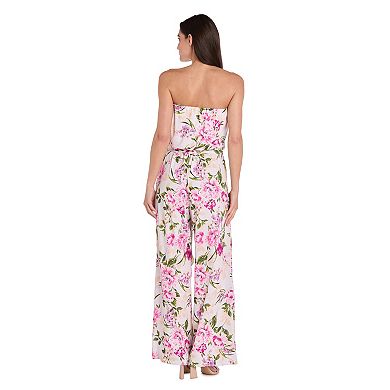 Petite R&M Richards Strapless Floral Jumpsuit