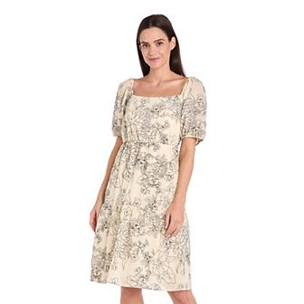 Petite R&M Richards Short Puff Sleeve Short Dress