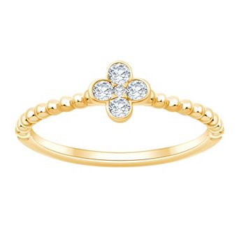 Always Mine 14k Gold Over Silver 1/8 Carat T.W. Diamond Floral Ring