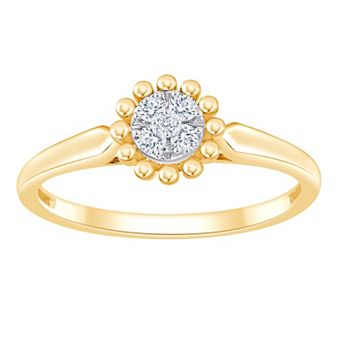Always Mine 14k Gold Over Silver 1/10 Carat T.W. Diamond Floral Ring