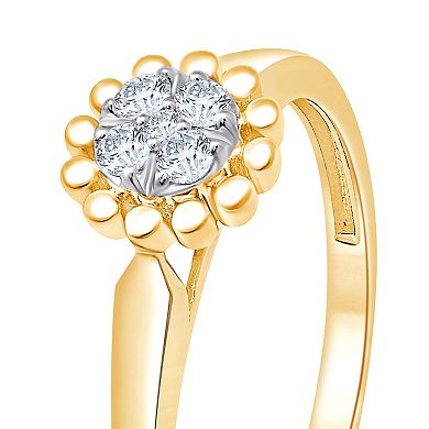 Always Mine 14k Gold Over Silver 1/10 Carat T.W. Diamond Floral Ring
