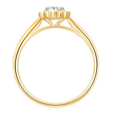 Always Mine 14k Gold Over Silver 1/10 Carat T.W. Diamond Floral Ring