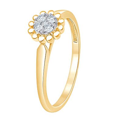 Always Mine 14k Gold Over Silver 1/10 Carat T.W. Diamond Floral Ring