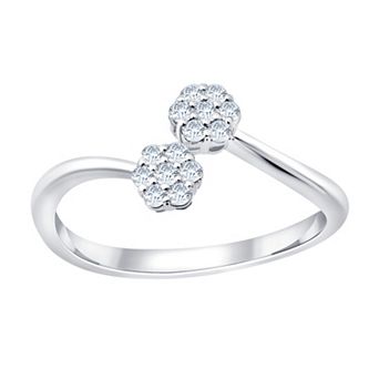 Always Mine Sterling Silver 1/6 Carat T.W. Diamond Floral Bypass Ring