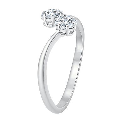 Always Mine Sterling Silver 1/6 Carat T.W. Diamond Floral Bypass Ring