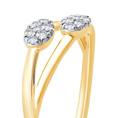Always Mine 14k Gold Over Silver 1/8 Carat T.W. Diamond Bypass Ring