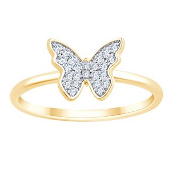 Always Mine 14 Gold Over Silver 1/10 Carat T.W. Diamond Butterfly Ring
