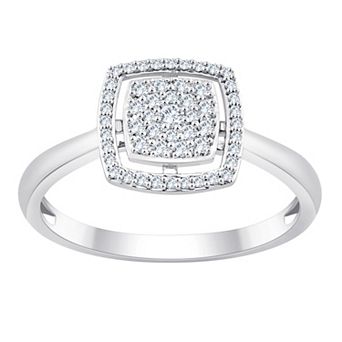 Always Mine Sterling Silver 1/5 Carat T.W. Diamond Cushion Ring