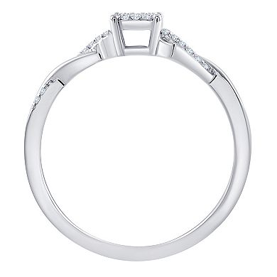 Always Mine Rhodium Over Sterling Silver 1/10 Carat T.W. Diamond Twist Ring