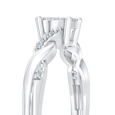 Always Mine Rhodium Over Sterling Silver 1/10 Carat T.W. Diamond Twist Ring
