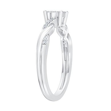 Always Mine Rhodium Over Sterling Silver 1/10 Carat T.W. Diamond Twist Ring