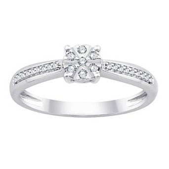 Always Mine Sterling Silver 1/10 Carat T.W. Diamond Floral Ring
