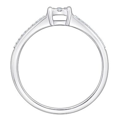 Always Mine Sterling Silver 1/10 Carat T.W. Diamond Floral Ring