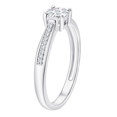 Always Mine Sterling Silver 1/10 Carat T.W. Diamond Floral Ring