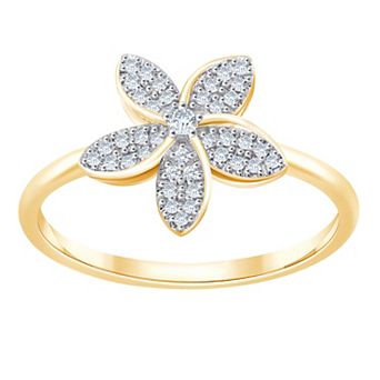 Always Mine 14k Gold Over Silver 1/8 Carat T.W. Diamond Flower Ring