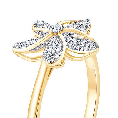 Always Mine 14k Gold Over Silver 1/8 Carat T.W. Diamond Flower Ring