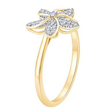 Always Mine 14k Gold Over Silver 1/8 Carat T.W. Diamond Flower Ring