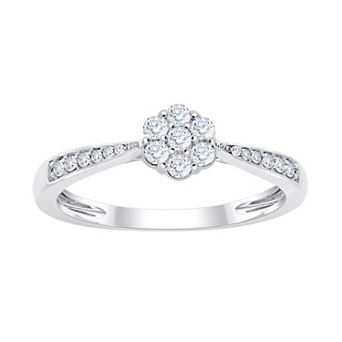 Always Mine Sterling Silver 1/5 Carat T.W. Diamond Floral Ring