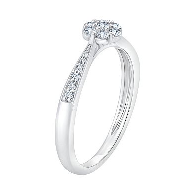 Always Mine Sterling Silver 1/5 Carat T.W. Diamond Floral Ring