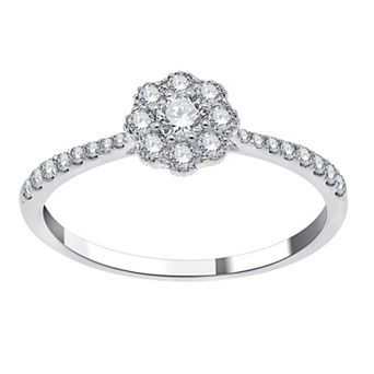 Always Mine Sterling Silver 3/8 Carat T.W. Diamond Floral Ring